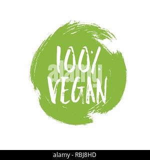 100 Prozent kreisförmigen grünen grunge Emblem Abzeichen Stock Vektor