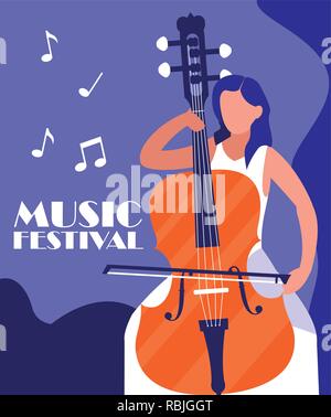 Mann spielt Cello instrument Vector Illustration Design Stock Vektor