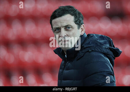 SUNDERLAND, Großbritannien, 8. Januar 2019. Sunderland Manager Jack Ross während der Checkatrade Trophy Match zwischen Sunderland und Newcastle United im Stadion des Lichts, Sunderland am Dienstag, den 8. Januar 2019. (Credit: Mark Fletcher | MI Nachrichten & Sport Ltd | Alamy Leben Nachrichten) © MI Nachrichten & Sport Ltd | Alamy Stockfoto