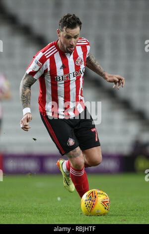 SUNDERLAND, Großbritannien, 8. Januar 2019. Chris Maguire von Sunderland in Aktion während der Checkatrade Trophy Match zwischen Sunderland und Newcastle United im Stadion des Lichts, Sunderland am Dienstag, den 8. Januar 2019. (Credit: Mark Fletcher | MI Nachrichten & Sport Ltd | Alamy Leben Nachrichten) © MI Nachrichten & Sport Ltd | Alamy Stockfoto