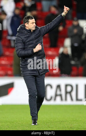 SUNDERLAND, Großbritannien, 8. Januar 2019. Sunderland Manager Jack Ross während der Checkatrade Trophy Match zwischen Sunderland und Newcastle United im Stadion des Lichts, Sunderland am Dienstag, den 8. Januar 2019. (Credit: Mark Fletcher | MI Nachrichten & Sport Ltd | Alamy Leben Nachrichten) © MI Nachrichten & Sport Ltd | Alamy Stockfoto