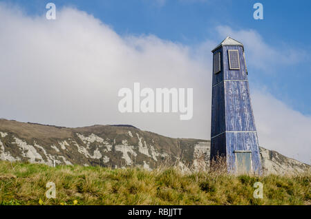 Der Leuchtturm bei Samphire Hoe, Dover, Kent, UK. Stockfoto