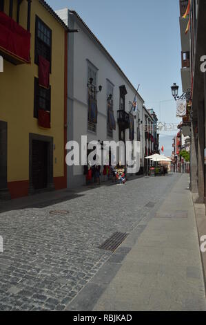 Straßen von Santa Cruz De La Palma eingerichtet für den Abstieg von der Jungfrau fest, dass alle fünf Jahre gefeiert wird. Reisen, Natur, Architektur, Stockfoto