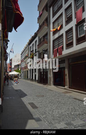 Straßen von Santa Cruz De La Palma eingerichtet für den Abstieg von der Jungfrau fest, dass alle fünf Jahre gefeiert wird. Reisen, Natur, Architektur, Stockfoto