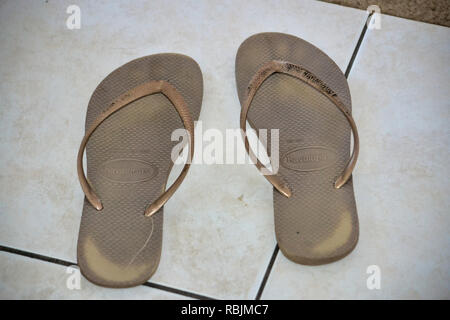 Women's Flip Flops, Ansicht von oben Stockfoto