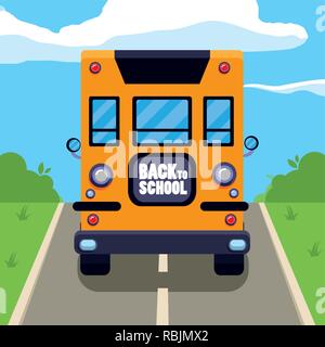 School Bus auf der Straße Vector Illustration Design Stock Vektor