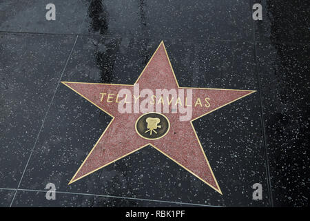 Telly Savalas Stern auf dem Hollywood Walk of Fame auf dem Hollywood Boulevard, Kalifornien, USA Stockfoto