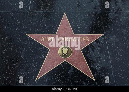 Burt Lancaster Stern auf dem Hollywood Walk of Fame auf dem Hollywood Boulevard, Kalifornien, USA Stockfoto