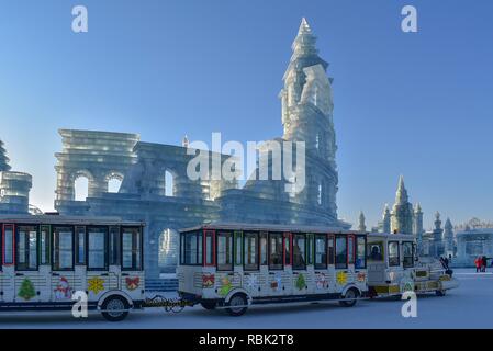 Harbin Ice Festival Land Zug Stockfoto