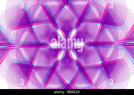 Abstrakte Motion Graphics mit farbigen rosa Spiralen und Fraktale auf einem weißen Hintergrund. Parametrische Bewegung. Abstrakte futuristischen Raum Hintergrund. Stockfoto