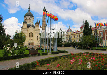 1352 der Theotokos Cathedral auf Avram Iancu Square, Cluj-Napoca, Rumänien Stockfoto