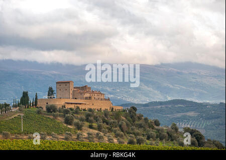 Toskanische Villa auf Hilltop Farm Stockfoto