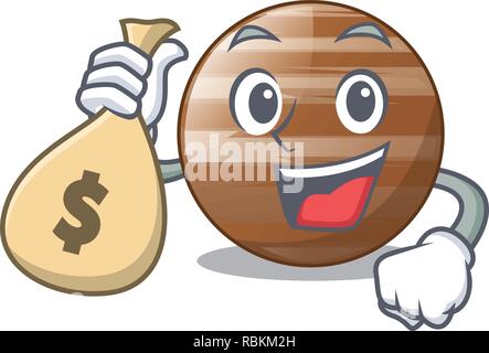 Mit Geld Tasche Planet Jupiter in Form von Cartoon Stock Vektor