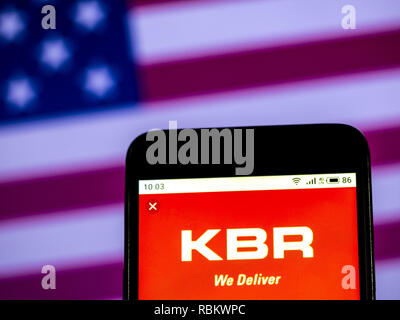 Kiew, Ukraine. 10 Jan, 2019. KBR Engineering Company Logo gesehen auf einem Smartphone angezeigt. Quelle: Igor Golovniov/SOPA Images/ZUMA Draht/Alamy leben Nachrichten Stockfoto