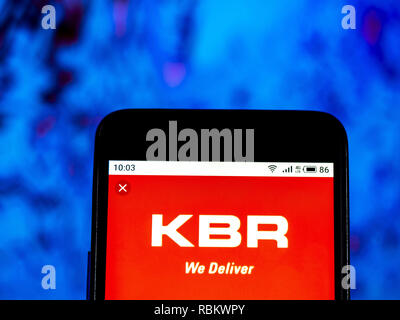 Kiew, Ukraine. 10 Jan, 2019. KBR Engineering Company Logo gesehen auf einem Smartphone angezeigt. Quelle: Igor Golovniov/SOPA Images/ZUMA Draht/Alamy leben Nachrichten Stockfoto