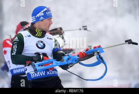 Oberhof, Deutschland. 11 Jan, 2019. Biathlon, Weltmeisterschaft, Sprint 10 km, Männer: Simon Schempp aus Deutschland am Schießstand. Foto: Martin Schutt/dpa-Zentralbild/dpa/Alamy leben Nachrichten Stockfoto