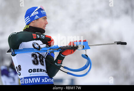 Oberhof, Deutschland. 11 Jan, 2019. Biathlon, Weltmeisterschaft, Sprint 10 km, Männer: Simon Schempp aus Deutschland am Schießstand. Foto: Martin Schutt/dpa-Zentralbild/dpa/Alamy leben Nachrichten Stockfoto