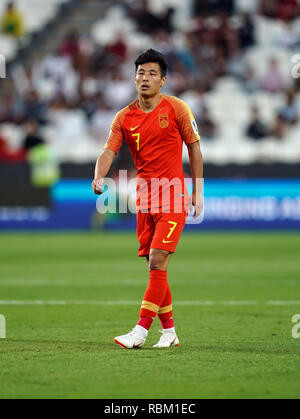 Januar 11, 2019: Wu Lei von der VR China in die Philippinen v China an der Mohammed Bin Zayed Stadion in Abu Dhabi, VAE, AFC Asian Cup, asiatische Fußball-Meisterschaft. Ulrik Pedersen/CSM. Stockfoto