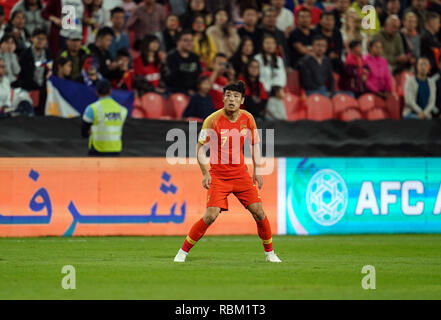 Januar 11, 2019: Wu Lei von der VR China in die Philippinen v China an der Mohammed Bin Zayed Stadion in Abu Dhabi, VAE, AFC Asian Cup, asiatische Fußball-Meisterschaft. Ulrik Pedersen/CSM. Stockfoto