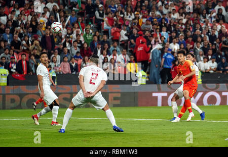 Januar 11, 2019: Wu Lei China zählen zu 1-0 in der 40. Minute während Philippinen v China an der Mohammed Bin Zayed Stadion in Abu Dhabi, VAE, AFC Asian Cup, asiatische Fußball-Meisterschaft. Ulrik Pedersen/CSM. Stockfoto