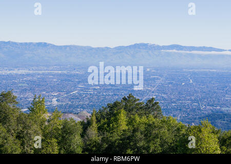 Blick in Richtung San Jose und Cupertino, South San Francisco Bay, Kalifornien Stockfoto