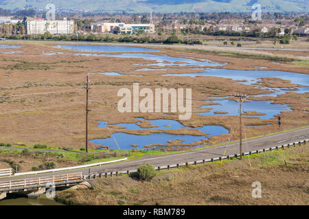 Feuchtgebiete im Don Edwards Wildlife Refuge, Fremont, San Francisco Bay Area, Kalifornien Stockfoto