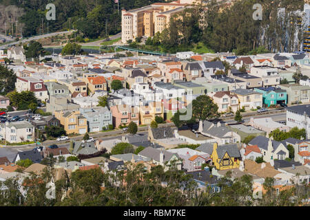Luftaufnahmen von Wohngebieten in San Francisco, Kalifornien Stockfoto
