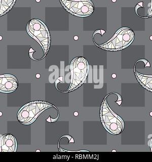 Paisley Hand gezeichnet geometrischer Vektor nahtlose Muster. Abstrakte exotische Illustration für Surface Design, Textil, Verpackung Papier, Tapeten, Telefon cas Stock Vektor