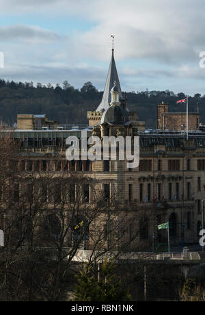 Sun Winter leuchtet der Rat HQ bauten auf Tay Street, Perth, Schottland Großbritannien Stockfoto