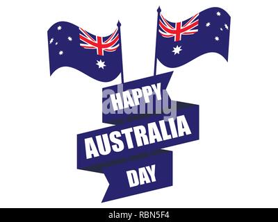 Gerne Australien Tag 26. Januar. Grußkarte mit Flagge Australien, nationaler Feiertag. Vector Illustration Stock Vektor