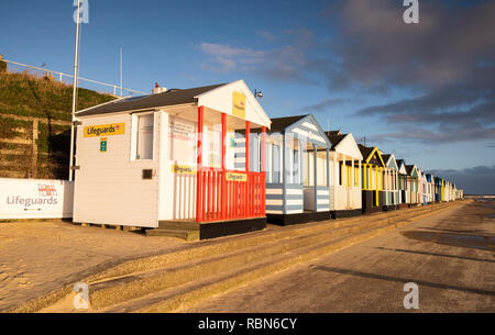 Früh morgens am Strand, Southwold, Suffolk, England Großbritannien Stockfoto