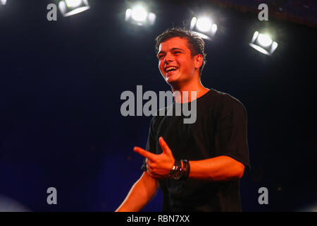 Der niederländische Superstar-DJ Martin garrix durchführen bei tomorrowland Dance Music Festival Stockfoto