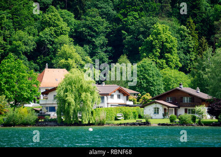 Ufer der Thuner See im Bereich des Labor Spiez Stockfoto