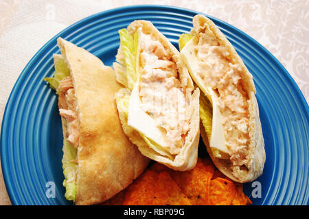 Hähnchen-Salat Pita Tasche Sandwiches zum Mittagessen Stockfoto