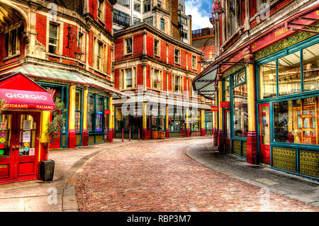 Auf Gracechurch Street, Leadenhall Market ist einer der ältesten Märkte in London aus dem 14. Jahrhundert. Der ursprüngliche Markt war Stockfoto