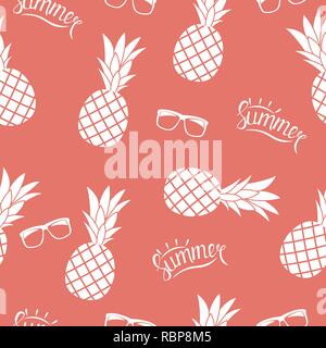 Ananas-natürliche Seamless Pattern-Hintergrund-Vektor-Illustration Stock Vektor