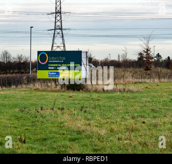 Werbeanzeige für Werbetafeln für kommerzielle Landentwicklung, Salters Park, Buccleuch Estates, Dalkeith, Midlothian, Schottland, Großbritannien Stockfoto