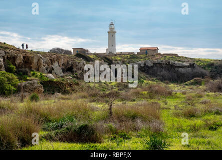 Der Leuchtturm an der archäologischen Park Paphos, Paphos, Zypern Stockfoto