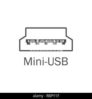 Usb-Symbol. Mini-USB. Vector Illustration, flache Bauform. Stock Vektor