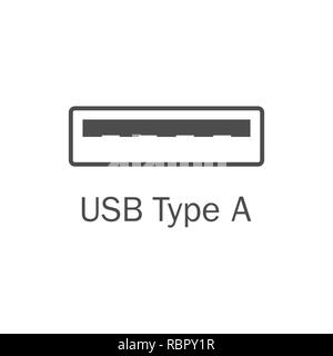 Usb-Symbol. Usb Typ A Vector Illustration, flache Bauform. Stock Vektor