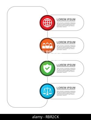 Infografik vector Template für Präsentation, Grafik, Diagramm, Grafik, Recht, Business, Travel Concept mit 4 Optionen Stock Vektor