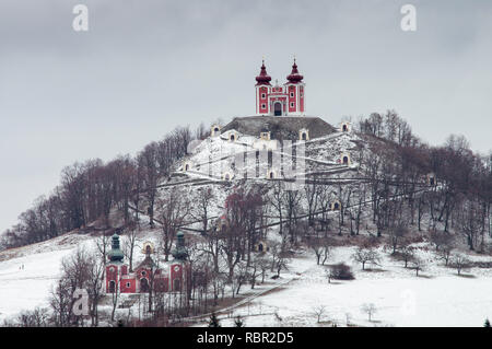 Schöne barocke Kalvarienberg in Banska Stiavnica (UNESCO-Weltkulturerbe) in der Slowakei, in Mitteleuropa Stockfoto