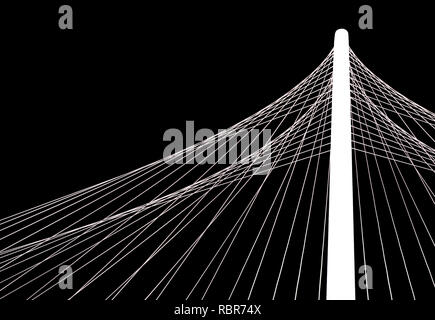 Ein abstraktes Bild der geometrischen Formen und Mustern, die durch die Kabel und Bögen der Margaret Hunt Hill Bridge in der Innenstadt von Dallas, Texas Stockfoto