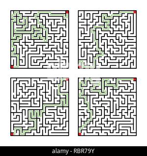 Satz von vier Labyrinth Shape Design Element Stock Vektor
