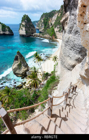 Unten auf der Treppe, die Zugang Diamond Beach. Stockfoto