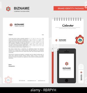 Cloud Einstellung Business Briefkopf, Kalender 2019 und Mobile App Design vector Template Stock Vektor