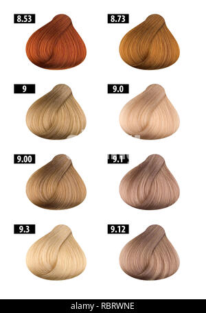 Haarfarbe und Haarfärbemittel, Farben, Grafik, Farbe zahlen 10. Stockfoto