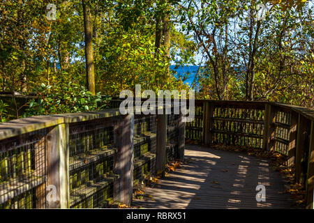 Hamilton, Kanada - Oktober 16, 2018: Bunte sonnige Herbst voller Farben im Park in der Nähe des Sees Stockfoto