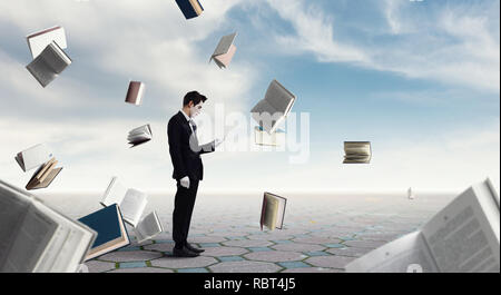 Junger Mann Mime. Mixed Media Stockfoto