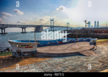 Blick auf Minrak Seaside Park, Busan, Südkorea, Asien Stockfoto